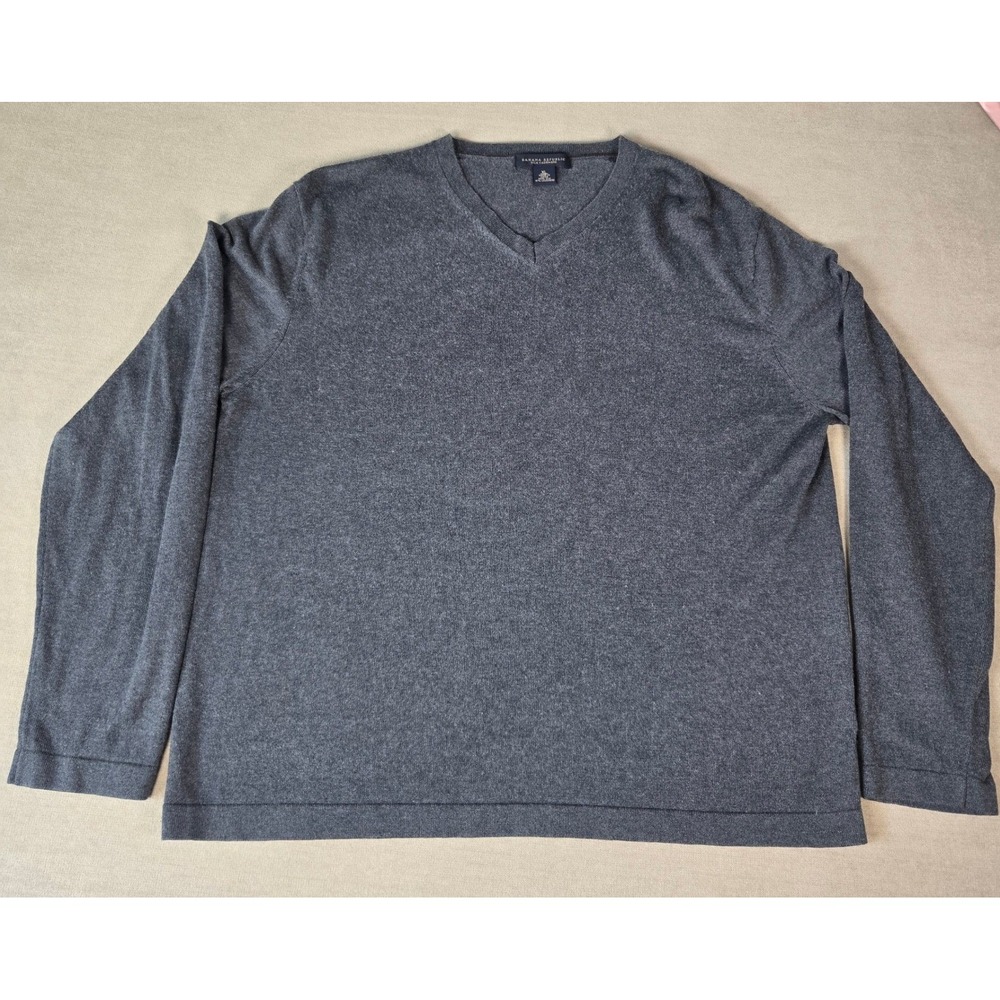 Banana Republic Silk Cashmere Blend V Neck Sweater Mens XL Lightweight Gray Knit